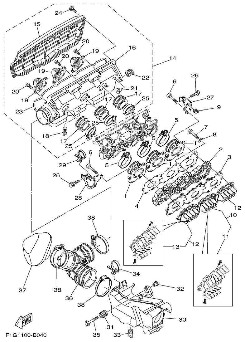 Yamaha F1G1 INTAKE parts diagram